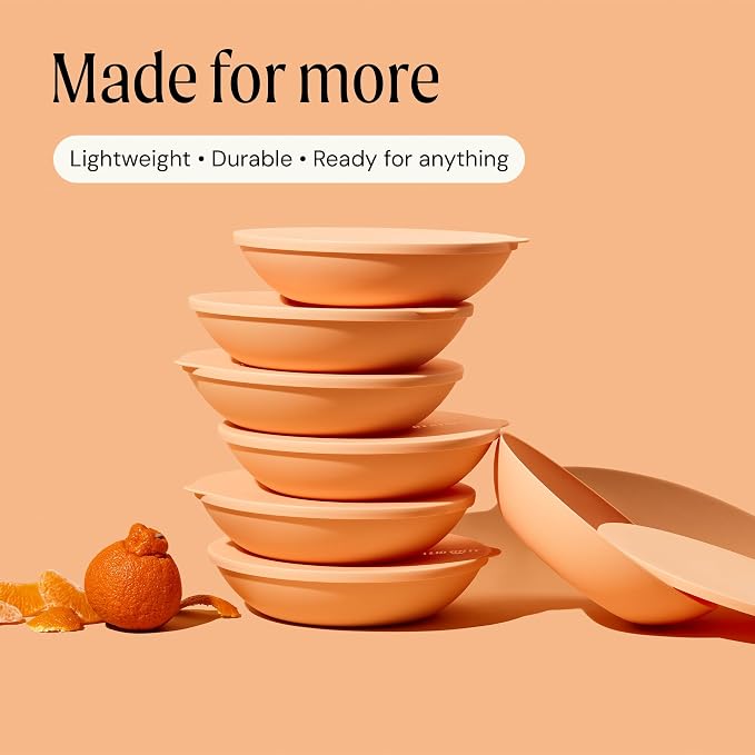 Large Serving Bowl with Lid - Certified Recycled Food-Safe Plastic, BPA-Free, Dishwasher, Microwave, Fridge and Freezer Safe | 4.96qt | Peach - Image 8