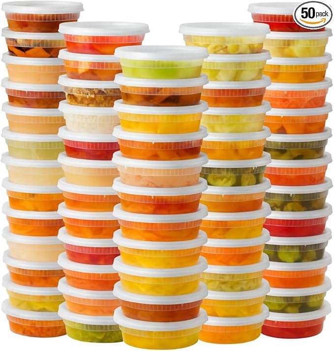 [8oz-50 Sets Plastic Deli Containers with Lids - BPA Free Clear Soup Containers with Airtight Lids, Leak Resistant Food Storage for Meal Prep, Stackable/Microwave/Dishwasher/Freezer Safe by ProTakeOut