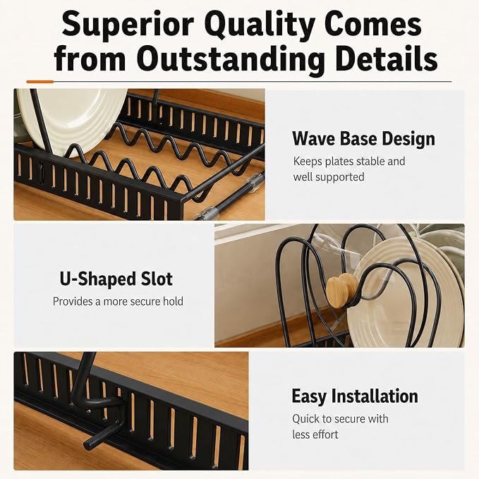 Pots and Pans Organizer Rack,Expandable Pot Lid Holder for Kitchen Cabinet | 11.81''-22.85'' Metal Rack with 12 Adjustable Dividers,Multifunctional Organizer for Cookware Bakeware Cutting Board Storage - Image 2