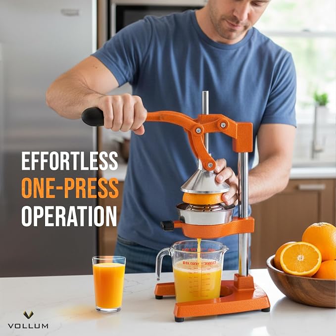 Manual Fruit Juicer - Commercial Grade Home Citrus Lever Squeezer for Oranges, Lemons, Limes, Grapefruits and More - Stain. | Heavy-duty stainless steel press handles lemons, limes, and grapefruits. Easy-squeeze lever arm suits home or commercial use. - Image 3