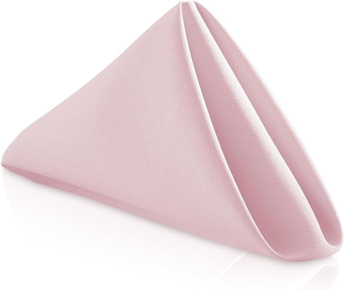 Lann's Linens Set of 12 Cloth Dinner Napkins, 20-inch Polyester Napkins, Washable and Reusable Fabric for Weddings, Hotels, Restaurants - Pink by LannsLinens