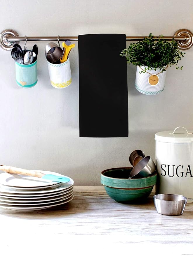 Urban Villa Kitchen Towels Cotton Dish Towels 20”x30” (Set of 3) Black - Image 7