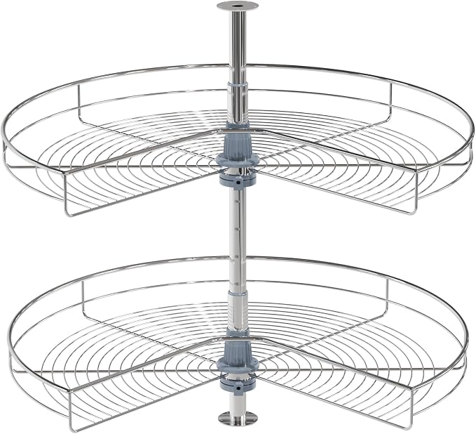 Dowell Base Cabinet Kidney Shape Dia.32 270° Lazy Susan, 2 Shelves, Kitchen Base Corner Cabinet Organizer (Chrome 4001 270 32) by DowellKitchenBath