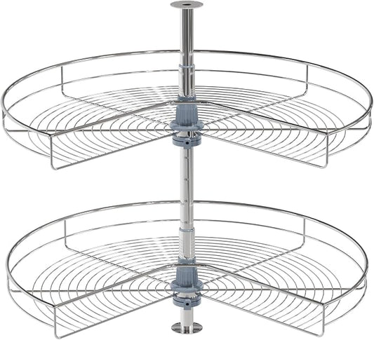 Dowell Base Cabinet Kidney Shape Dia.32 270° Lazy Susan, 2 Shelves, Kitchen Base Corner Cabinet Organizer (Chrome 4001 270 32) by DowellKitchenBath
