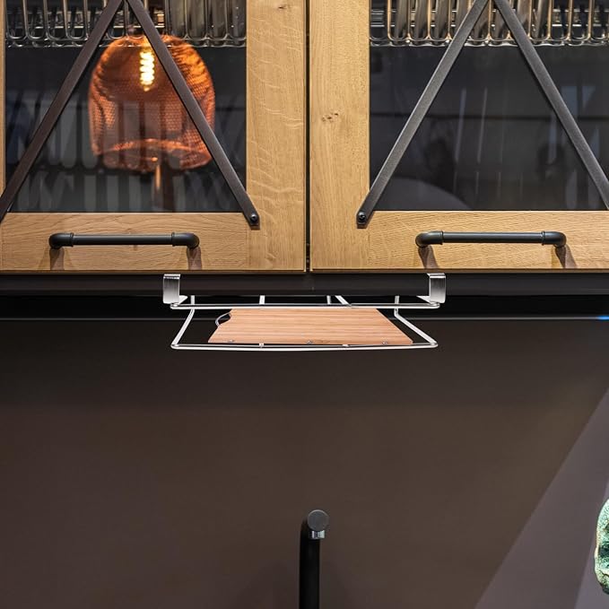 Hemoton Cutting Board Organizer Hanging Rack Cabinet Door Holder for Cutting Boards Pot Lids Mugs Kitchen Storage Shelf under Cabinet Space Saving Accessory 10.15 X 10.15 X 3.26 in - Image 9
