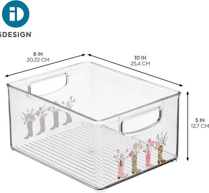 iDesign Bathroom Organizer Bin, Clear/Western | Decorative Print, Stackable, Plastic Storage Basket, For Makeup & Vanity Organization - Image 3