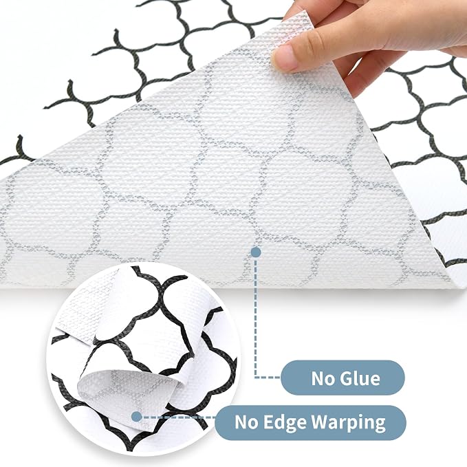Shelf Drawer Liners for Kitchen Cabinets 12 in X 10 Ft Drawer Liner | Non Adhesive Thickened Refrigerator Liner Black Quatrefoil Strong Non-Slip Paper for Tool Box with Knife and Tape Measure - Image 8