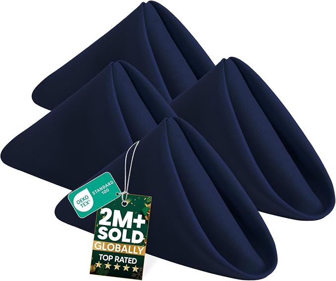 Utopia Home [24 Pack, Navy Blue] Cloth Napkins 17x17 Inches, 100% Polyester | Hemmed Edges, Washable and Reusable Ideal for Parties, Weddings and Dinners by UTOPIAHOME
