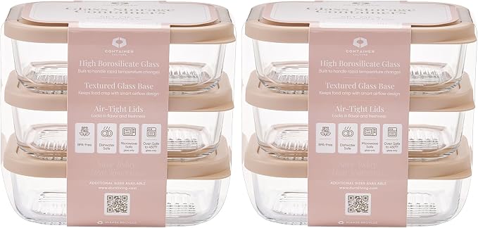Glass Food Storage Containers with Lids — 12 Piece — 17.6 oz Glass with BPA-Free Leakproof Stackable Lids — Microwave, Oven & Dishwasher Safe — Ideal for Meal Prep & More - Cashew Cream - Image 2