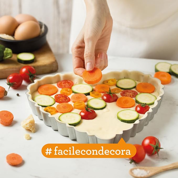 Decora 0075056 Nonstick Steel Fluted Heart Tart Pan 9.8 Inch x 9.1 Inch x 1.2 Inch High with Loose Removable Bottom, for Easy Demolding, Professional Design Registered, Patented - Image 5