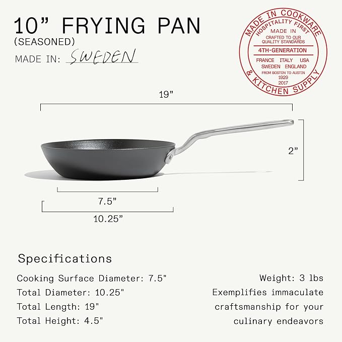 Made In Cookware - Seasoned 10" Carbon Steel Frying Pan - Professional Cookware - Crafted in Sweden - Induction Compatible - Image 3