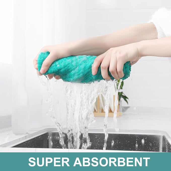 Homaxy Large Premium Cotton Kitchen Towels 16"x 28", 8 Pack, Aqua | Natural Ring Spun 390 GSM Dish Towels, Super Absorbent Terry Kitchen Hand Towels, Soft Tea Towels with Hanging Loop - Image 3