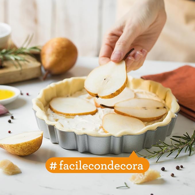 Decora 0075051 Non-Stick Steel Round Design Tart Pan 7.87" Diameter x 1.18" High with Loose Removable Bottom, for Easy Demolding, Professional Design Registered, Patented - Image 5