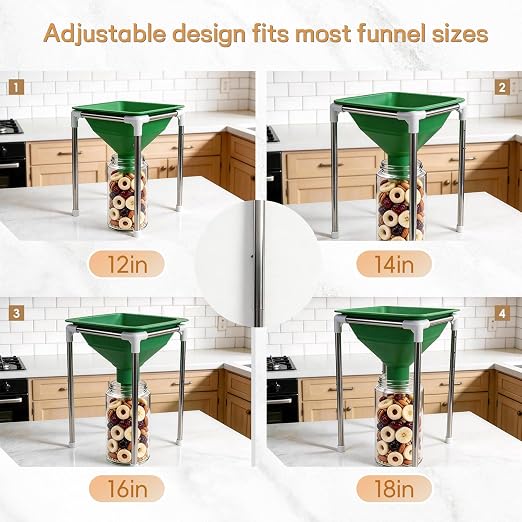 Extra Large Silicone Collapsible Funnel with Adjustable Stand, 15" Wide Mouth for Freeze Dryer, Food Transfer to Mason Jars & Mylar Bags, Dishwasher Safe Space-Saving Kitchen Accessory - Image 6