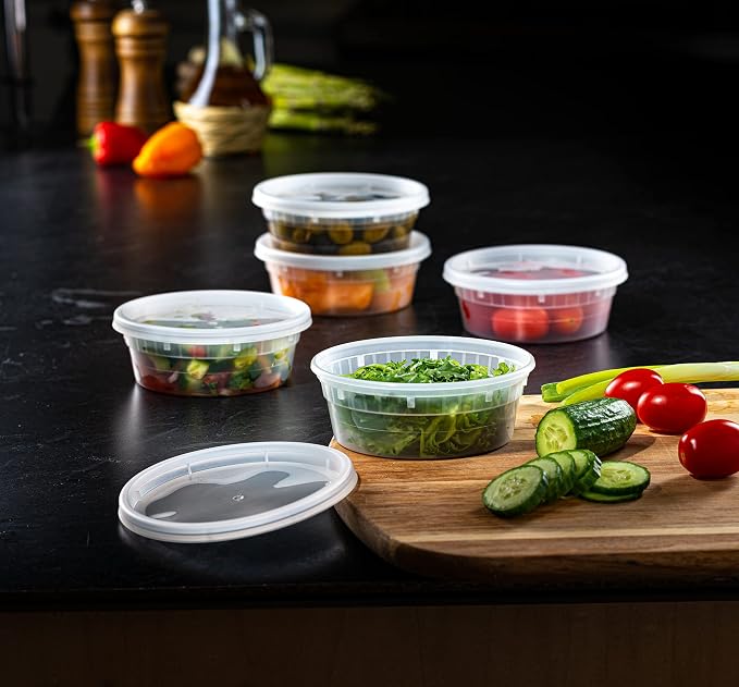 [Case of 240 8 oz. Plastic Food Storage Deli Containers with Lids, Disposable Soup Containers With Lids - Perfect for Storing Soups, Sauces, and Snacks - Image 3