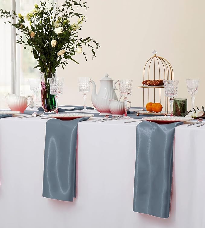 MDS® Pack of 150 Satin Napkins 12 x 12 Inch, Soft Silky Reusable Cloth Dinner Table Napkins for Wedding Décor, Reception, Birthday, Parties, Banquets, Catering, Restaurants & Hotel - Light Silver - Image 5