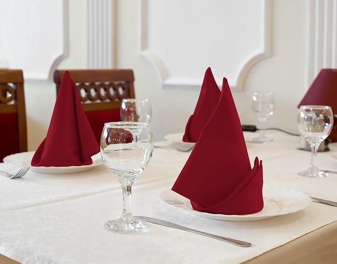 Utopia Kitchen Cotton Blend Red Cloth Napkins [12 Pack, 18x18 Inch] | Absorbent Washable and Reusable for Dinner, Restaurant, Lunch, Wedding and Hotel - Image 4