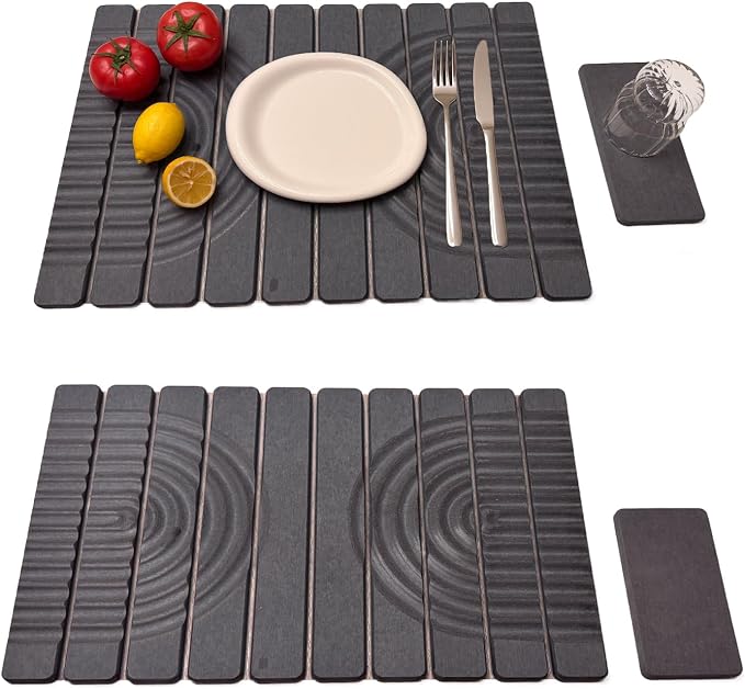 Stone Drying Mat for Kitchen Counter, 23.62"X15.35" Absorbent Diatomaceous Collapsible Quick Drying Dish Mats，Roll This Non-Slip Highly Absorbent Drying Mat Into a Compact Size for Seamless Storage by Unknown