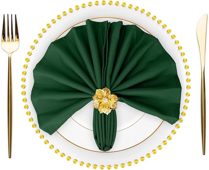 SuperO Set of 80 Cloth Napkins 17 x 17 Inch, Polyester Solid Washable Dinner Napkins with Hemmed Edges,Great for Restaurant, Wedding and Party(Hunter) by SuperO