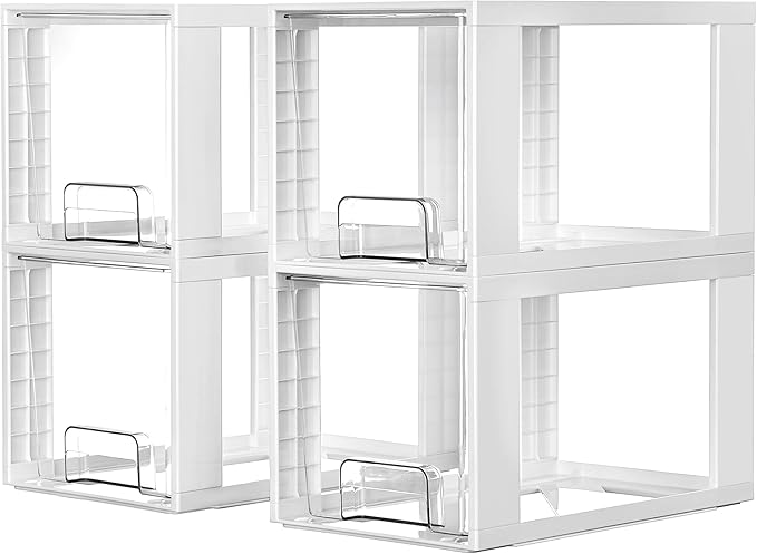 Vtopmart 4 Pack Large Stackable Storage Drawers, White by Vtopmart