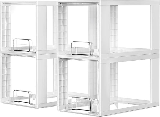 Vtopmart 4 Pack Large Stackable Storage Drawers, White by Vtopmart