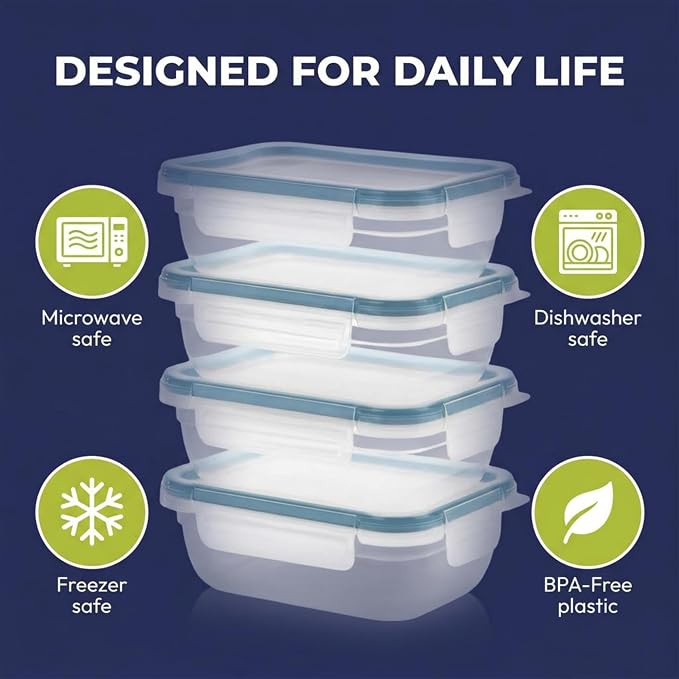 Snapware Plastic Total Solutions (5-Pack, 3 Cup) Food Storage Containers Set, Airtight & Leakproof Plastic Locking BPA-Free Lids Tupperware, Freezer Dishwasher Microwave Safe - Image 6