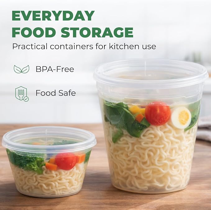 EconoHome Clear Deli Containers with Lids - 240-Pack, 8oz Plastic Containers with Lids for Food Storage, Meal Prep, Leftover, Restaurant Business, Takeout - Fridge, Microwave & Freezer-Safe - Image 2