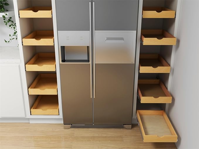Elysian 14" Pull Out Kitchen Drawer for 18" Cabinets, Birch Solid Wood Storage Tray, 21"D x 3"H, Smooth Ball Bearing Glides, Sturdy Side Mount Design, Natural Finish - Image 5