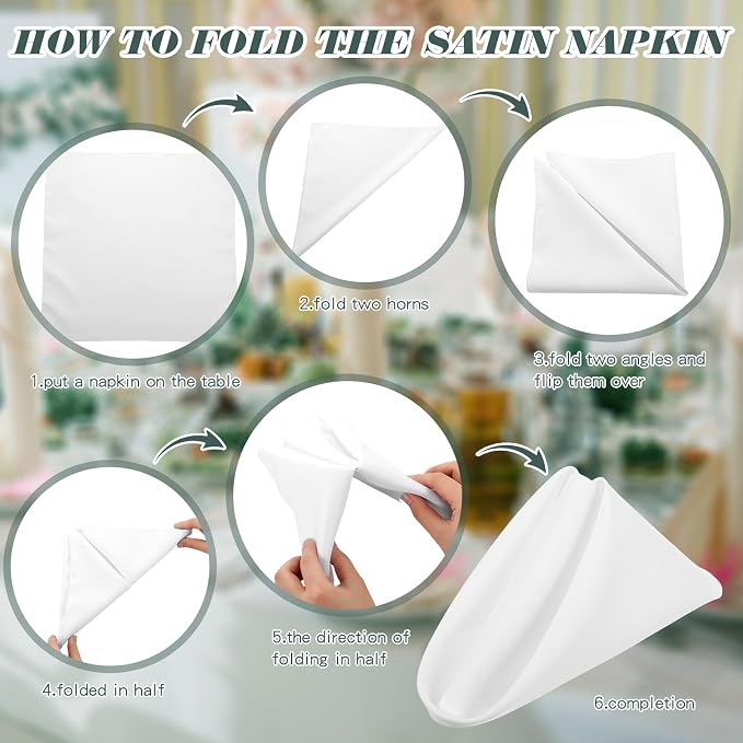 60 Pcs Washable Cloth Napkins 17 x 17 Inch Polyester Dinner Napkins Soft Table Napkins for Weddings Parties Holiday Dining Banquet(White) - Image 4