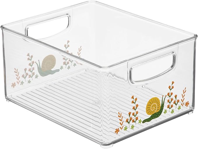 iDesign Bathroom Organizer Bin, Clear/Snail | Decorative Print, Stackable, Plastic Storage Basket, For Makeup & Vanity Organization - Image 8