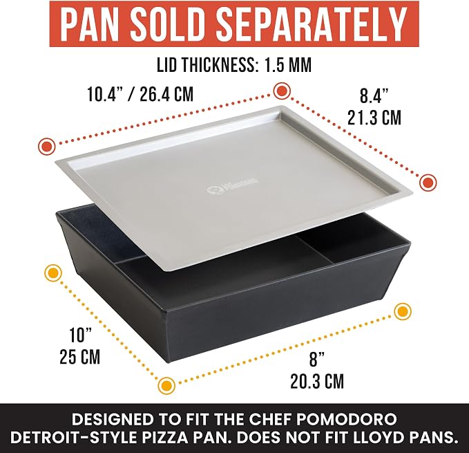Chef Pomodoro Detroit Pizza Pan Lid, 8x10in, Anodized Aluminum, Lid Only | Lid Only, Pan Sold Separately; Fits Chef Pomodoro Detroit Pan Only; Retains Heat & Humidity, Prevents Drying, Stackable - Image 3