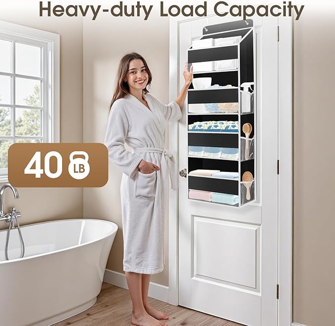 1Pack Over The Door Organizer Large Capacity Hanging Storage Room Organizer | 40 lb Capacity, Ultra-Sturdy, Foldable, Mesh Design with Clear Window, Space-Saving Organizer for Pantry, Nursery & Closet - Image 5