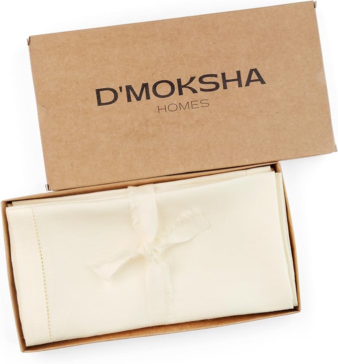 Signature Linen™ by D'Moksha Ivory Dinner Napkins Set of 8, 20 x 20 Inch Cloth Napkins, 100% Pure Linen, Hemstitch, Machine Washable Table Napkins- Summer, Weddings, Outdoor hostings - Image 4