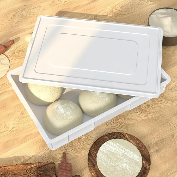 Stackable Pizza Dough Proofing Boxes (4 Trays + 1 Lid) | BPA-Free Commercial Containers for Cold Fermentation, Fits 6-8 Dough Balls, 23.75" x 16.25" - Image 7