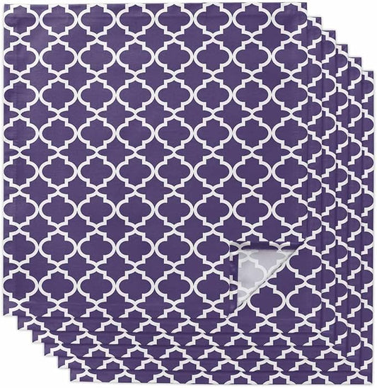 Cloth Napkins Set of 6-20x20 Inches, Purple Moroccon Washable Reusable Table Napkins, Country Chic Ethnic Minimalist Motifs Soft & Absortbent Dining Napkin for Party Wedding Hotel Restaurant by Unknown