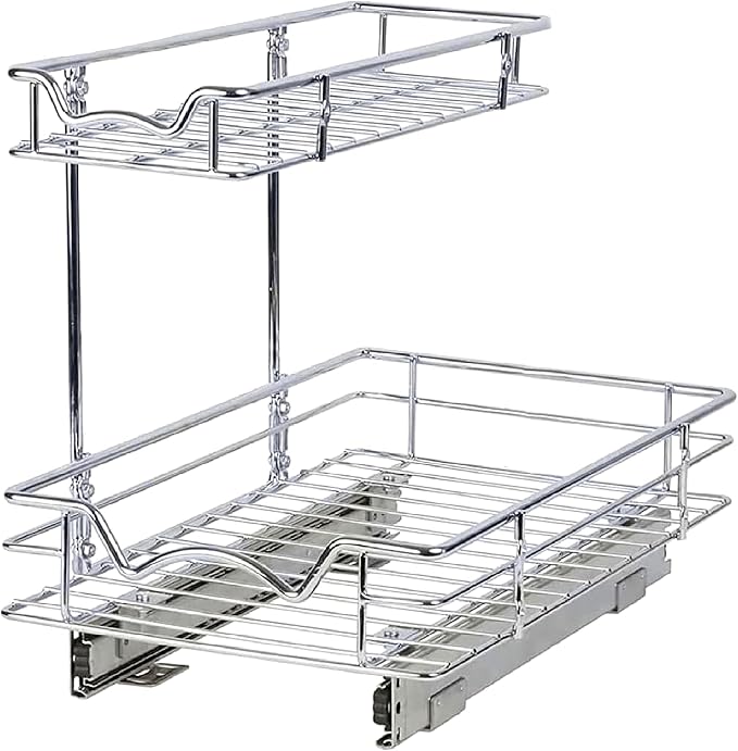 HOLDN’ STORAGE Under Sink Organizers and Storage, 11" W x 18" D x 15" H | 2-Tier Under-Sink Organizer, Full-Extension Slides, Keeps Cleaning Supplies, Bottles & Essentials Easy To Reach by HOLDN%E2%80%99STORAGE