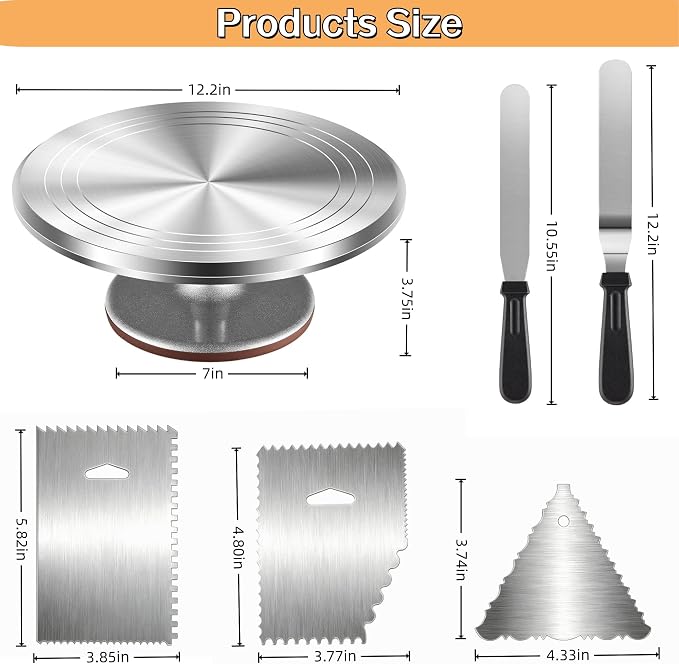 Cake Decorating Kit 35 Pieces - 24 Piping Tips Set with 12 Inch Turntable, Reusable Pastry Bag, Icing Spatula, Scraper, Couplers - Baking Tools for Beginners, Professional Cake Decorating Supplies - Image 3