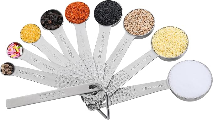 Measuring Cups and Spoons Set 20 for Dry & Liquid, Metric & US 18/8 Stainless Steel Measuring Cups and Spoons Set with Leveler for Baking & Kitchen, 8 Measure Cup and 9 Spoon & Leveler - Image 7