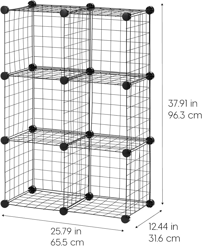 IRIS USA 6-Cube Modular Wire Cube Storage Organizer | Adjustable & Expandable Metal Shelving for Closet, Bathroom & Home Storage, Stackable Wire Grid - Image 3