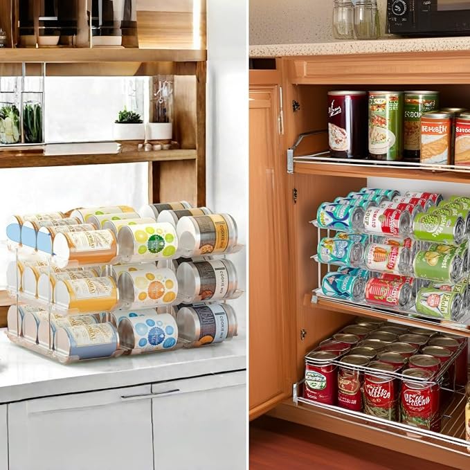 Can Organizer for Pantry, 3 Tier Rolling Can Storage Organizer Pantry | Automatic Rolling, Holds 36 Cans, Modular Combination, Clear, Fits Cabinets, Pantry & Fridge, Easy Access, Space Saving - Image 6
