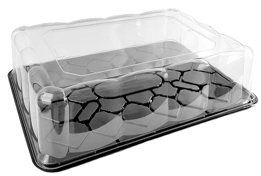 D&W Fine Pack G95 Black 1/2 Half Size Sheet Display Cake Tray w/Clear High Dome Lid (Pack of 5 Sets) - Image 4