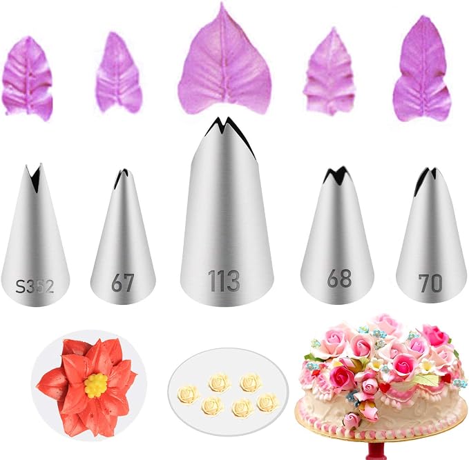 NANASO 20 PCS Stainless Steel Russian Piping Nozzles Set, Silver, Icing-tips for Cakes Cookies Decoration - Image 5