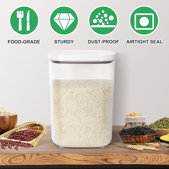 TBMax Large Flour Storage Container 10.56 Qt, 20 Lbs Rice Container with Pop Up Lid & Measuring Scoop for Flour, Cereal, Dry Food Storage and Kitchen Pantry Organization - Image 6