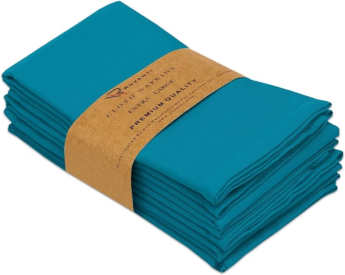 Ruvanti Cloth Napkins Set of 6, 18x18 Inches Napkins Cloth Washable, Soft, Durable, Absorbent, Cotton Blend. Table Dinner Napkins Cloth for Hotel, Lunch, Restaurant, Wedding Parties - Teal - Image 9