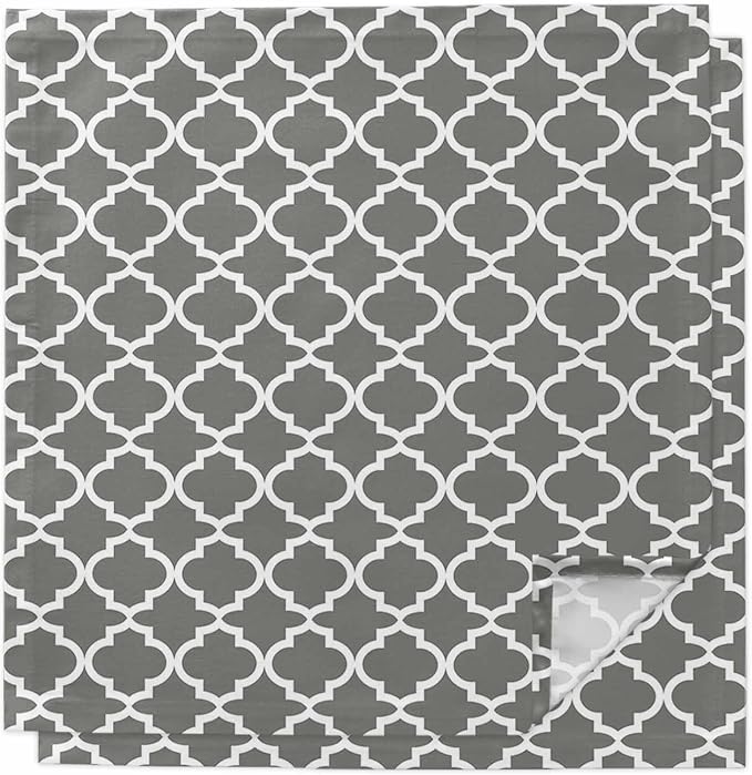 Cloth Napkins Set of 2-20x20 Inches, Gray Morocco Washable Reusable Table Napkins, Vintage Minimalist Boho Ethnic Pattern Soft & Absortbent Dining Napkin for Party Wedding Hotel Restaurant by Unknown