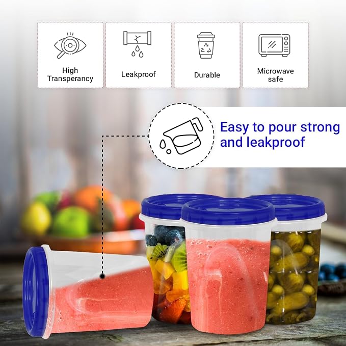 32 oz - 96 Pack Twist Top Food Deli Containers Screw And Seal Lids, Stackable Reusable Quality Plastic Storage Containers with Screw-on Lids - BPA Free BULK - Image 5