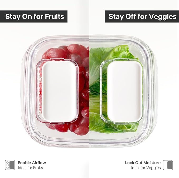 Felli Duo Fresh Veggie Keeper for Fridge with Vent & Drain Trays, LARGE Fruit Vegetable Storage Container for LONG Produce Veggie, Cabbage Celery Lettuce Asparagus Zucchini Saver for Refrigerator - Image 7