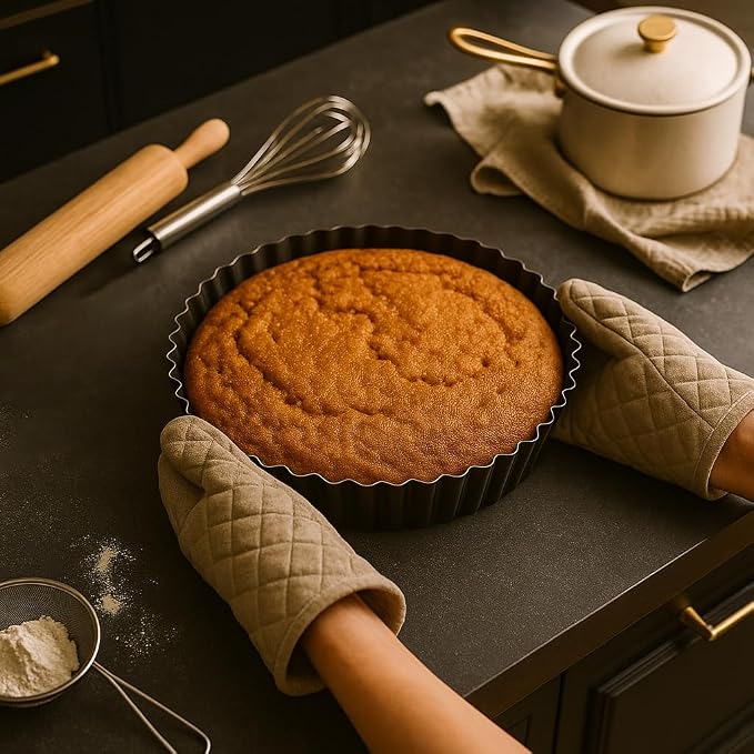 7.87 Inch Deep Dish Pie Pan with Removable Bottom - Fluted Carbon Steel Tart Pan for Quiche Lorraine & Pies - Crispy Crust Baking Dish for Home Bakers - Image 3