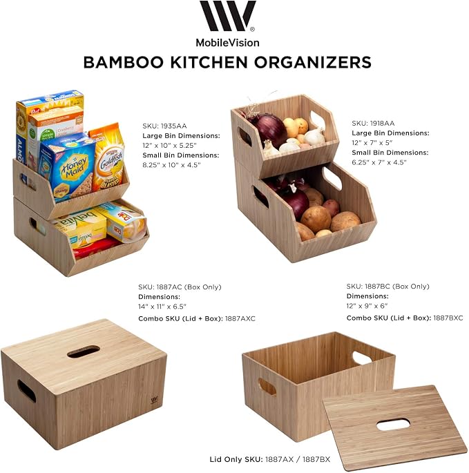 MobileVision Bamboo Storage Box, 14”x11”x 6.5”, Durable Bin w/ Handles, Stackable - For Toys Bedding Clothes Baby Essentials Arts & Crafts Closet & Office Shelf - Image 8