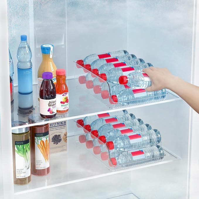 2-Pack Clear Water Bottle Organizer for Fridge & Pantry | Space-saving fridge/pantry storage, keeps bottles organized - Image 4
